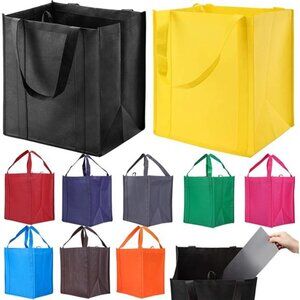 10 Pack Reusable Reinforced Handle Grocery Bags -Heavy Duty Large Shopping Totes